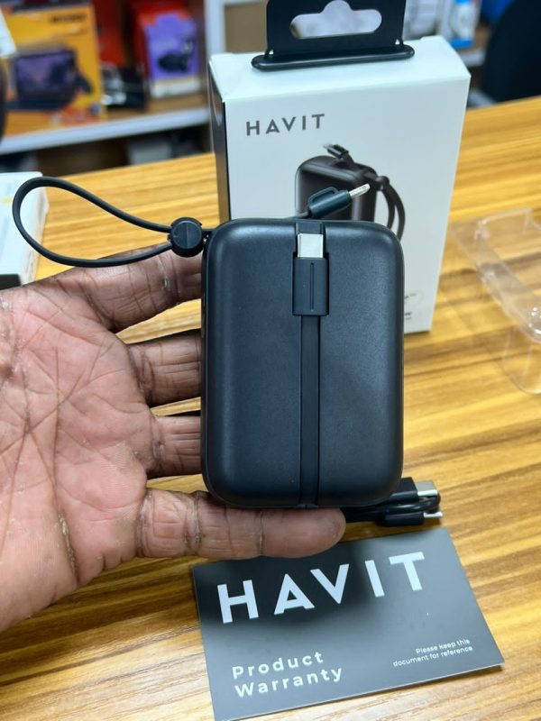 Power Bank Havit PB5215 PD22,5 W | Câble intégré Type-C et Lightning (iPhone) 10.000 mAh avec Écran LED – Image 4