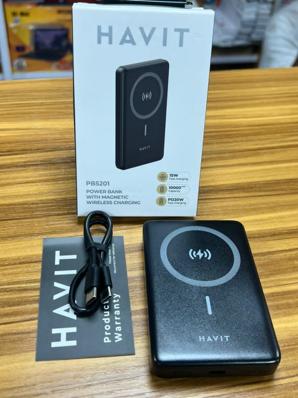 Power Bank Havit PB5201 10.000 mAh, Power Bank USB-C avec charge rapide 20 W, charge sans fil 15 W, écran LED – Image 2