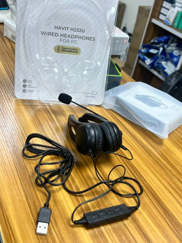 Casque USB filaire Havit H232U pour PC 3,5 mm – Image 2