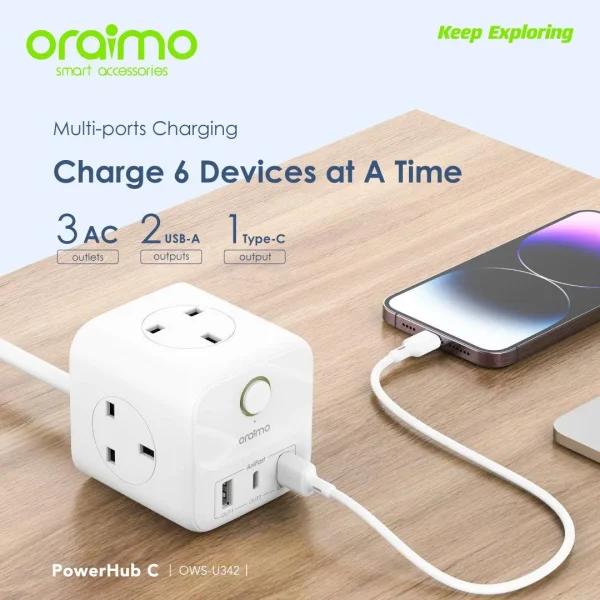 Oraimo PowerHub 2 6 en 1 PowerCube 1.5M – Image 4