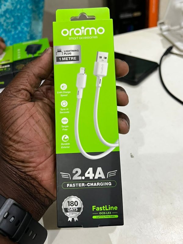 CABLE ORAIMO OCD-L53 WHITE Lightning (Iphone) 1m – Image 3