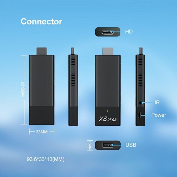 TV Stick XS97 S3 Smart  Set-Top Box H313 Internet HDTV 4K HDR Récepteur TV 2.4G 5.0G sans fil WiFi Android 10 Lecteur multimédia – Image 8