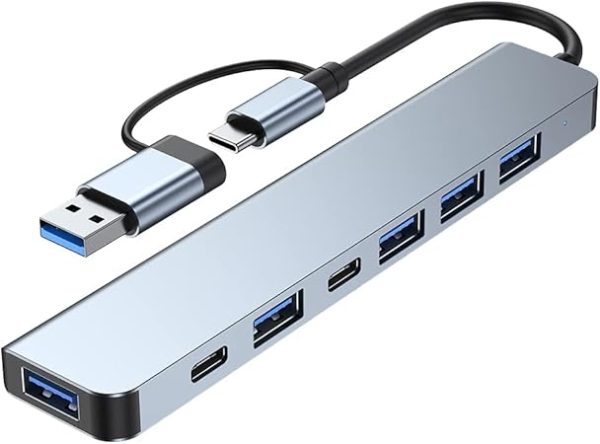 Hub USB 7-en-1 – USB 3.0 & USB-C vers USB 3.0 & USB 2.0 avec Support BC1.2