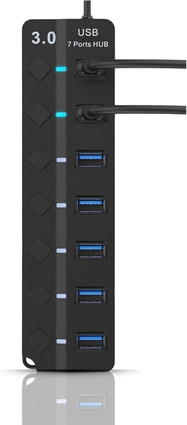 Hub USB 3.0 à 7 Ports – Haute Vitesse 5 Gbps avec Interrupteurs