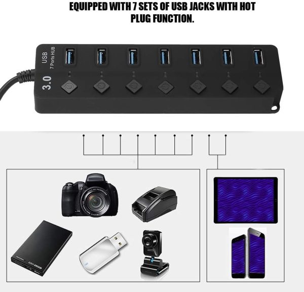 Hub USB 3.0 à 7 Ports – Haute Vitesse 5 Gbps avec Interrupteurs – Image 4