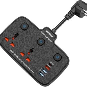 Multiprise 6 en 1 Moxom MX-ST10 avec 2 prises, 3 ports USB, 1 port USB Type-C et une touche de contrôle principale pour plusieurs appareils 2500 W - Noir