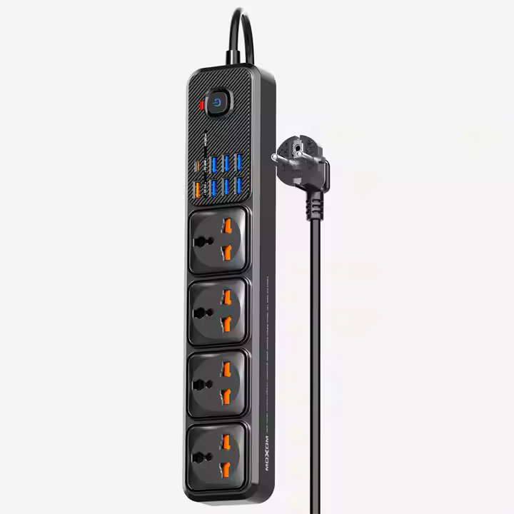 MOXOM Factory 2500 W Multiprise 12 ports PD QC Type C USB-A Prise d'extension Multi 2 m Sécurité enfants pour bureau à domicile