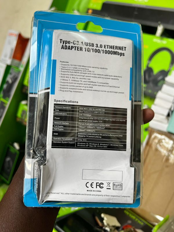Adaptateur USB 3.0 vers RJ45 Gigabit Ethernet – 10/100/1000 Mbps – Image 3
