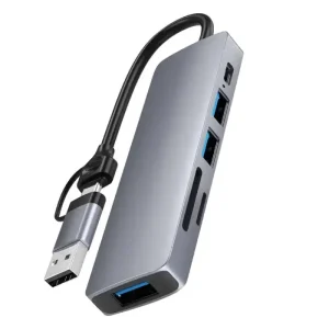 AIRSKY Station d’accueil / Adaptateur 5-en-1 – Hub USB-C/USB-A avec 3 Ports USB 3.0 + Lecteur SD/TF + Alimentation
