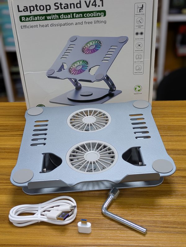 Support avec Refroidisseur à Double Ventilateur & Rotation 360°- Laptop Stand V4.1 – Image 2