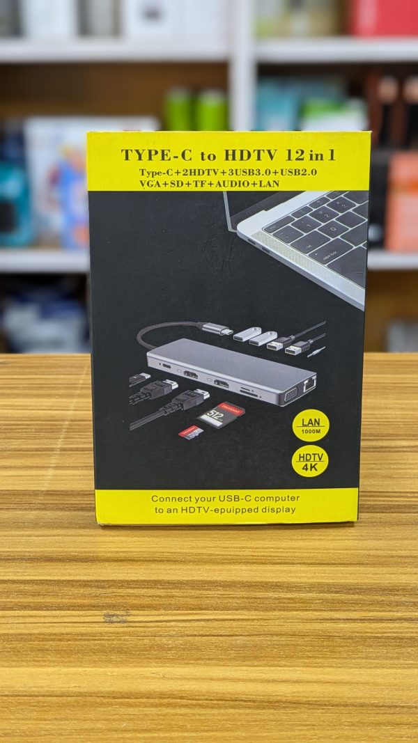 Adaptateur HUB USB-C 8-en-1 : HDMI + VGA + USB 3.0 x2 + Type-C PD + SD + RJ45 – Image 2
