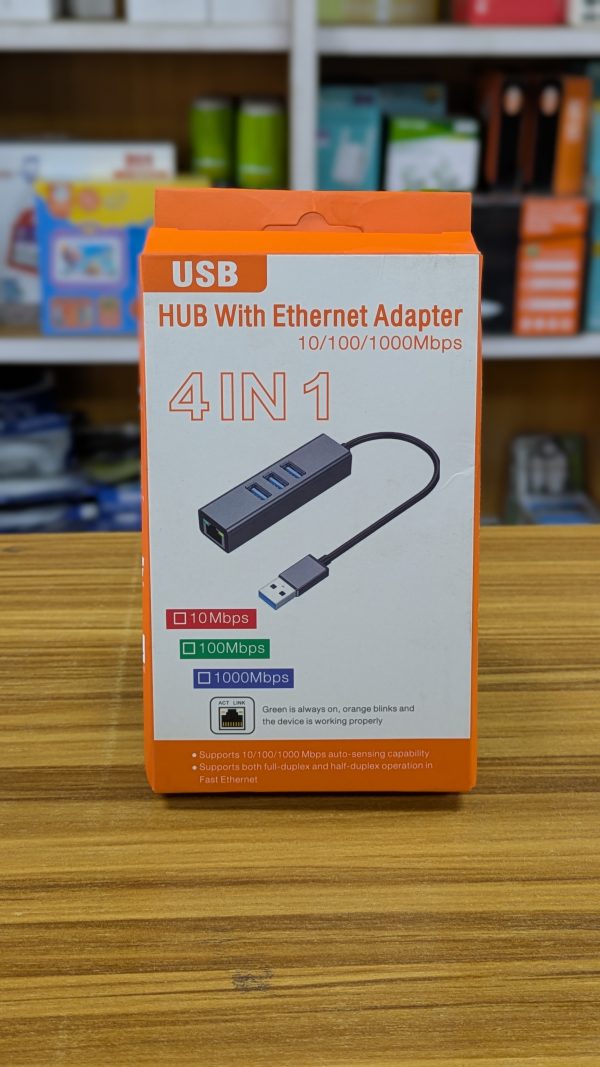 Hub USB 3.0 avec Adaptateur Ethernet – 4 en 1 (10/100/1000 Mbps) – Image 2