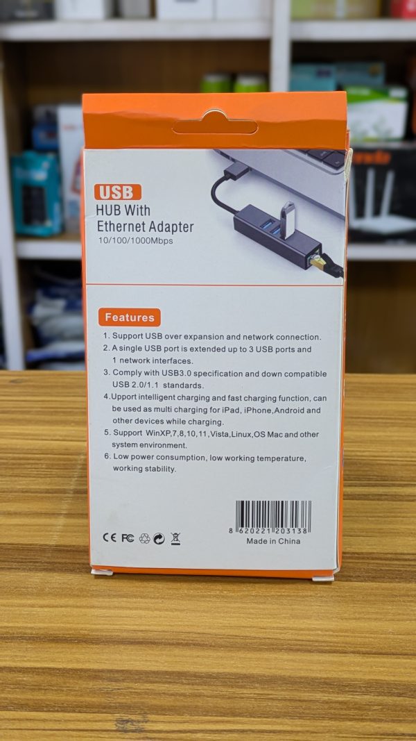 Hub USB 3.0 avec Adaptateur Ethernet – 4 en 1 (10/100/1000 Mbps) – Image 3