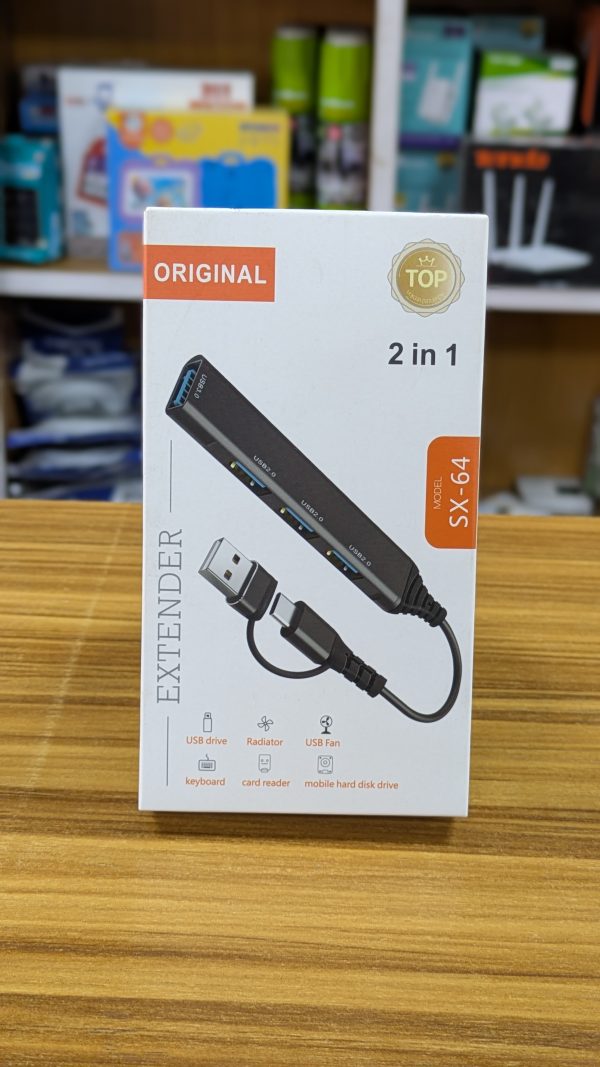 Hub SX-64 – Type-C & USB 2-en-1 vers 4 ports USB