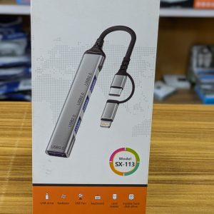 Hub OTG Multifonction SX-113 – 4 Ports USB (USB-C & Lightning)
