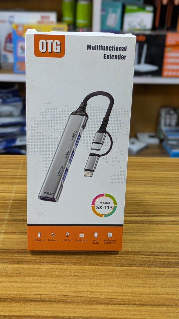 Hub OTG Multifonction SX-113 – 4 Ports USB (USB-C & Lightning)
