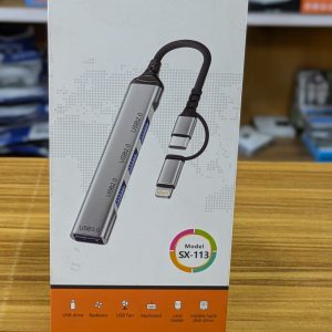 Hub OTG Multifonction SX-113 – 4 Ports USB (USB-C & Lightning)