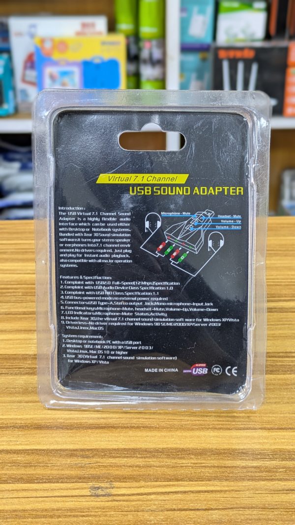 Adaptateur Carte Son Externe USB – Virtual 7.1 Channel avec 4 Ports Jack – Image 3