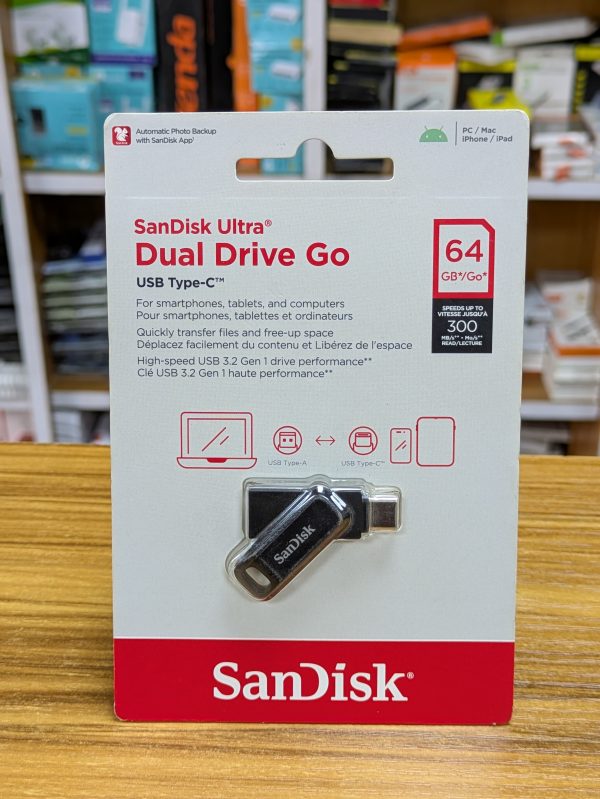 SanDisk Ultra® Dual Drive Go – 64 Go USB Type-C™ & Type-A – Clé USB 3.2 Gen 1 Haute Vitesse