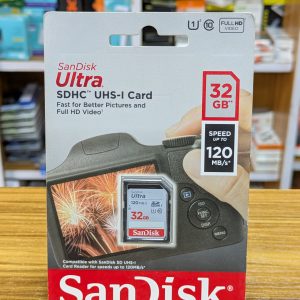 Carte Mémoire SDHC SanDisk Ultra® – 32 Go Vitesse jusqu’à 120 Mo/s* – Spéciale Photo & Vidéo Full HD