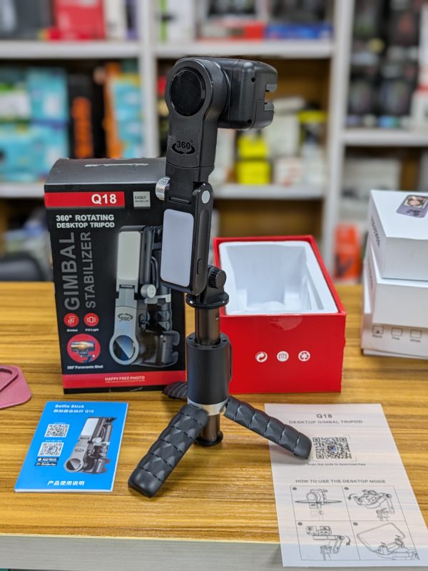 Stabilisateur 2‑en‑1 Q18 – Gimbal + Selfie‑Stick + Trépied – Image 2