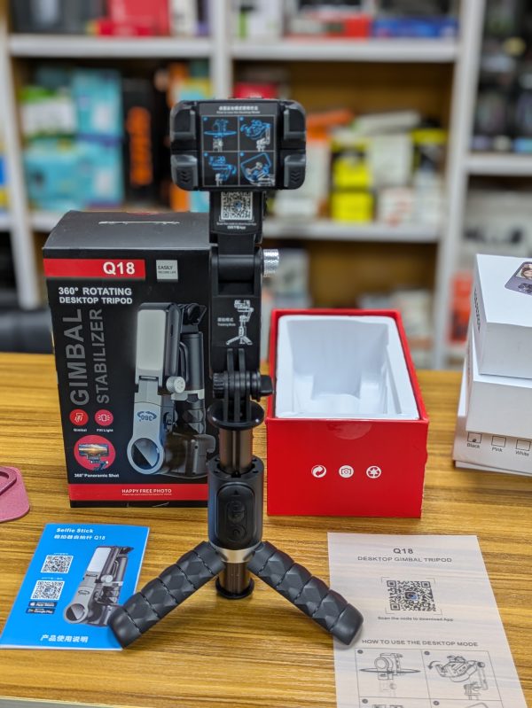 Stabilisateur 2‑en‑1 Q18 – Gimbal + Selfie‑Stick + Trépied – Image 4
