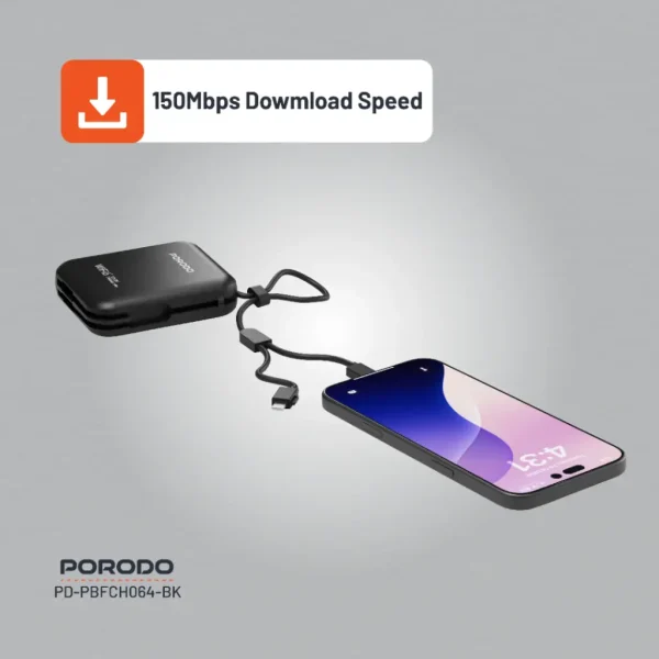 Routeur de poche Porodo 4G LTE | WiFi 6 - Noir – Image 2
