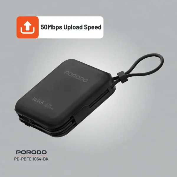 Routeur de poche Porodo 4G LTE | WiFi 6 - Noir – Image 3