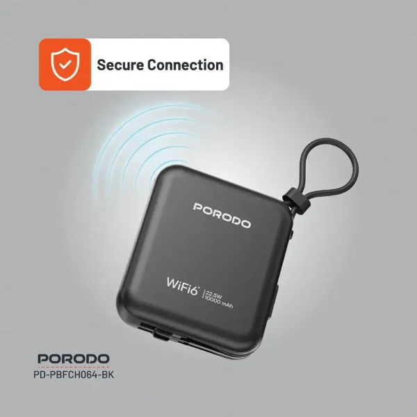 Routeur de poche Porodo 4G LTE | WiFi 6 - Noir – Image 5