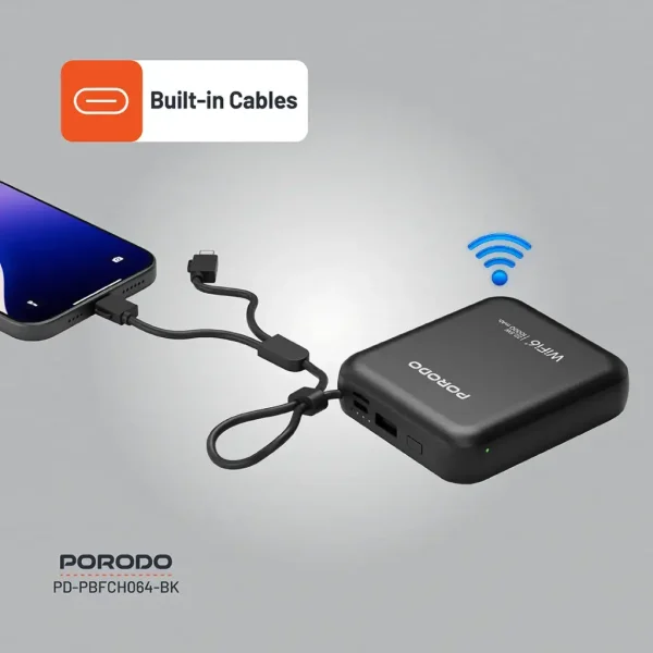 Routeur de poche Porodo 4G LTE | WiFi 6 - Noir – Image 6