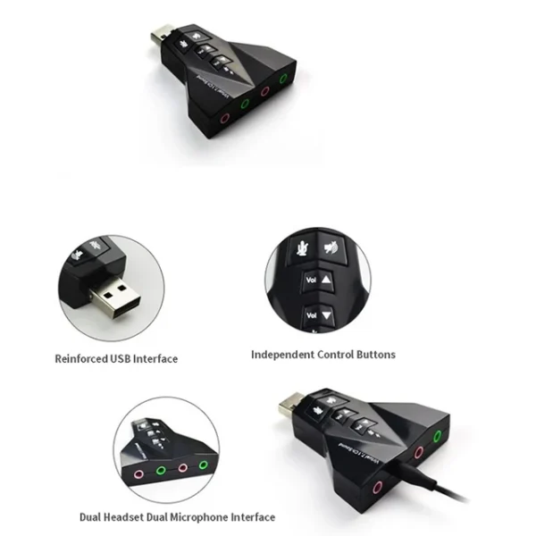 Adaptateur Carte Son Externe USB – Virtual 7.1 Channel avec 4 Ports Jack – Image 4