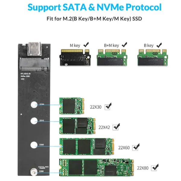 Boîtier Externe USB 3.1 pour SSD M.2 SATA & NVMe – Image 6