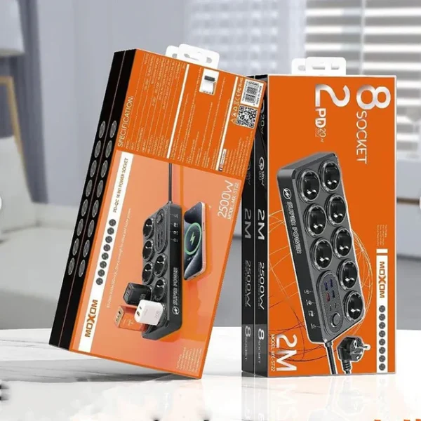 Rallonge Électrique 14-en-1 Moxom avec USB Rapide – 2M – Image 6