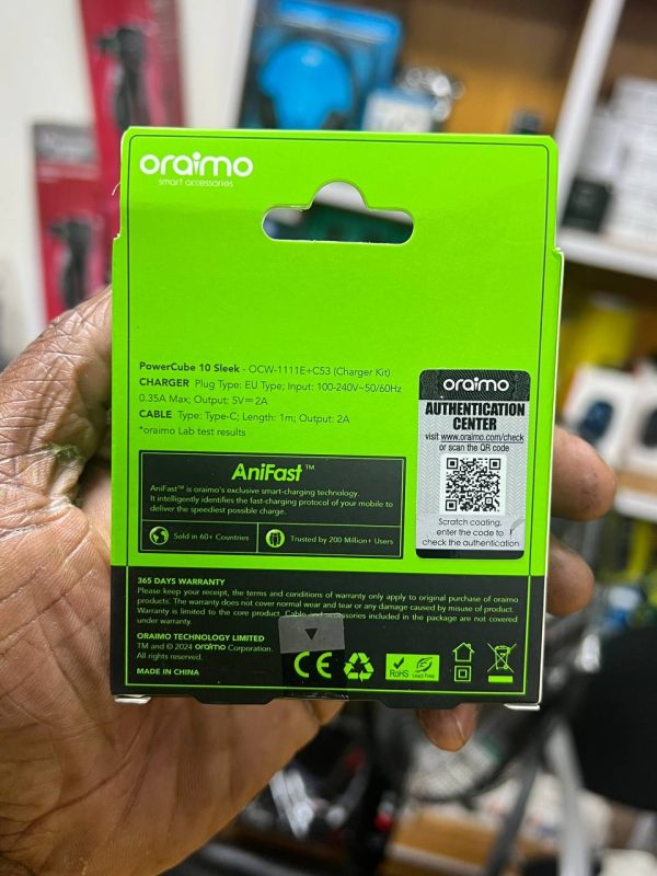 Oraimo PowerCube 10 Sleek 10 W Kit de chargeur mural Type-C – Image 2