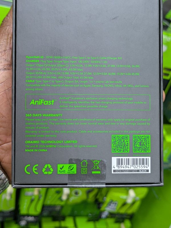 Oraimo HyperGaN 65 65W Kit de Chargeur mural – Image 16