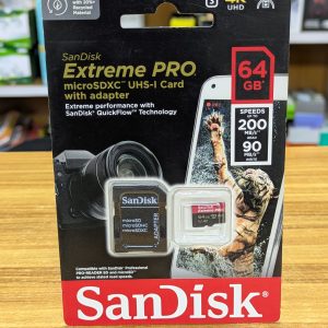 Carte Mémoire SDXC SanDisk Extreme Pro avec adaptateur – 64 Go Jusqu’à 200 Mo/s* – Idéale pour Photos & Vidéos Full HD