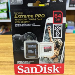 Carte Mémoire SDXC SanDisk Extreme Pro avec adaptateur – 64 Go Jusqu’à 200 Mo/s* – Idéale pour Photos & Vidéos Full HD