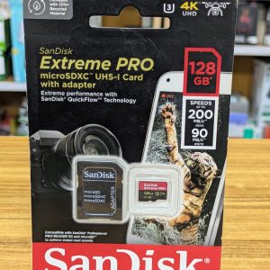 Carte Mémoire SanDisk SDXC SanDisk Extreme Pro avec adaptateur – 128 Go Jusqu’à 200 Mo/s* – Idéale pour Photos & Vidéos Full HD
