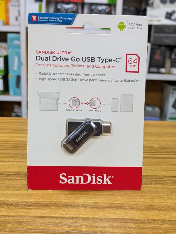 SanDisk Ultra® Dual Drive Go – 64 Go USB Type-C™ & Type-A – Clé USB 3.1 Gen 1 150MB/s
