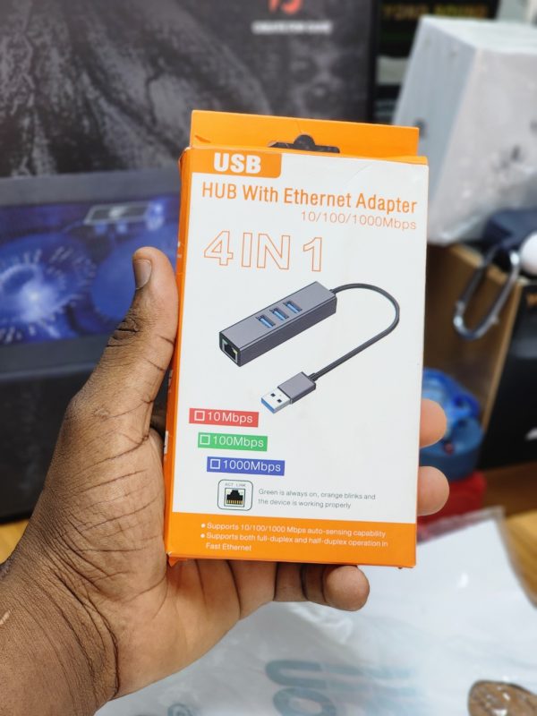 Hub USB 4 en 1 avec adaptateur Ethernet (10/100/1000 Mbps)