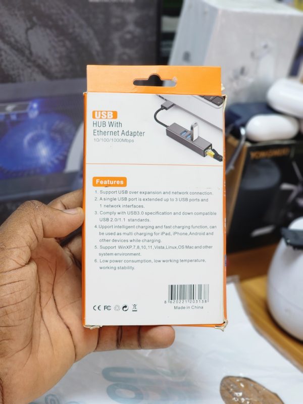 Hub USB 4 en 1 avec adaptateur Ethernet (10/100/1000 Mbps) – Image 2