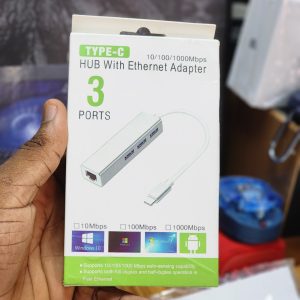 Hub USB-C 3 ports avec adaptateur Ethernet