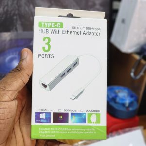 Hub USB-C 3 ports avec adaptateur Ethernet