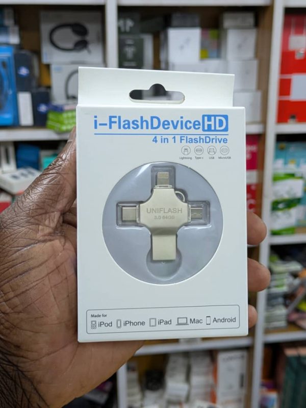 Clé usb 4 en 1 i-FlashDevice HD 64GB  Bouts USB 3.0, USB-C, Micro USB et Lightning