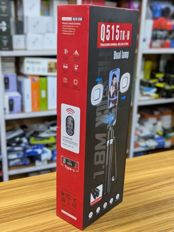 Trépied Gimbal/ Canne à selfie avec lampe, suivi intelligent 360 degré Q515 TK-H Avec une lampe – Image 5