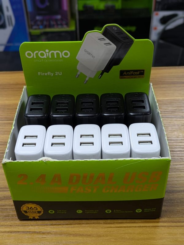 Tête de chargeur Oraimo Double sortie USB 2.4A – Image 2