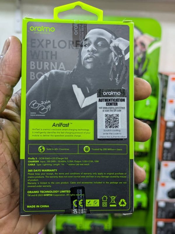 Oraimo Chargeur Firefly 3 Lightning 2A – Image 2