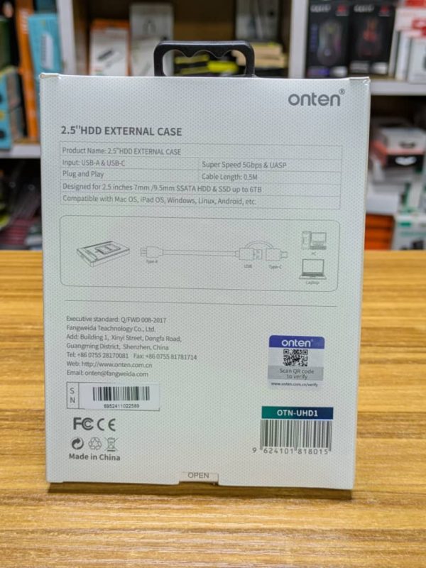 Boitier de disque dur onten OTN-UHD1 USB 3.2Gen1 Connecteur 2 en 1(USB-A et USB-C) – Image 2