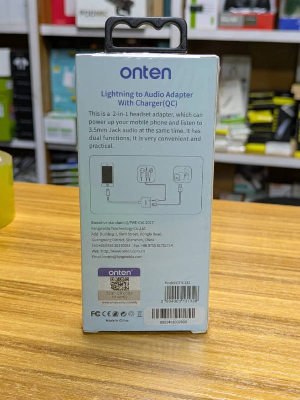 Adaptateur onten lightning vers jack avec port de charge rapide OTN-132 – Image 2
