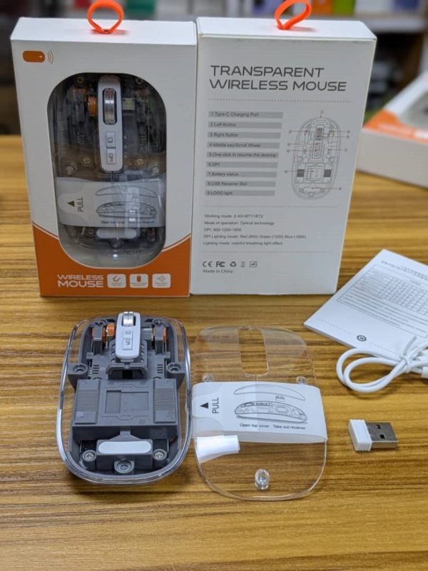 Souris Sans Fil Transparente & Rechargeable